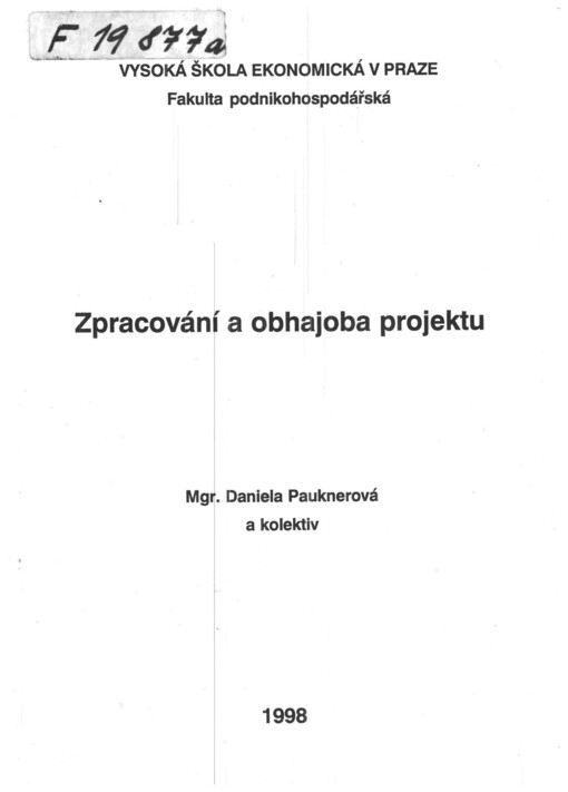 Zpracování a obhajoba projektu