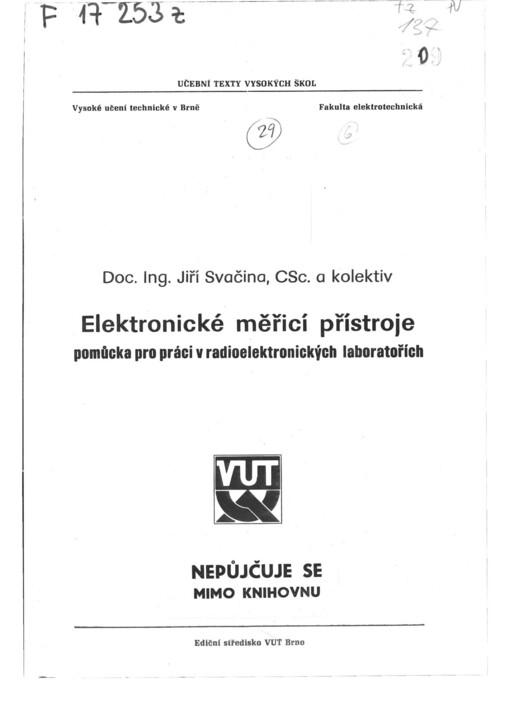 
  Elektronické měřící přístroje
  : Pomůcka pro práci v radioelektronických laboratořích