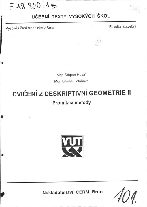 Cvičení z deskriptivní geometrie II: promítací metody