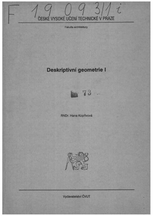 Deskriptivní geometrie I