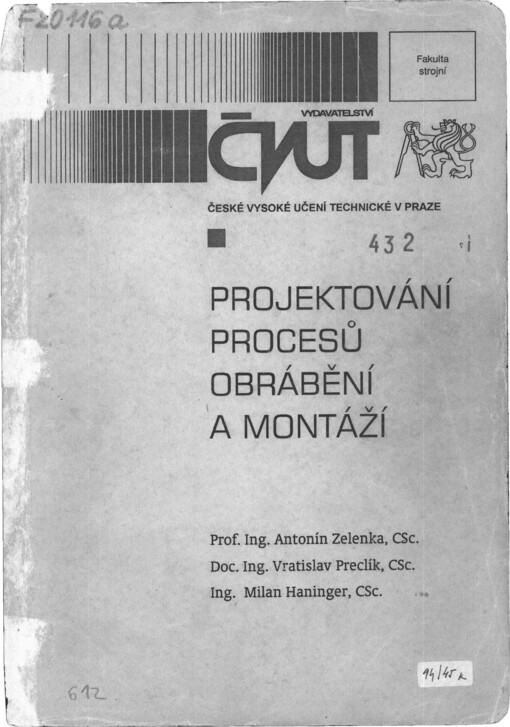 Projektování procesů obrábění a montáží