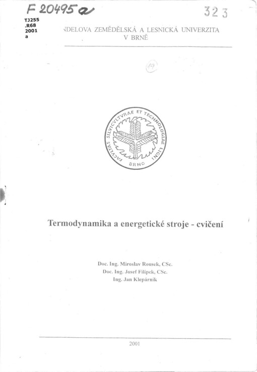 Termodynamika a energetické stroje: cvičení