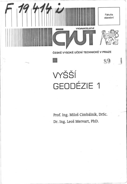 Vyšší geodézie. Díl 1