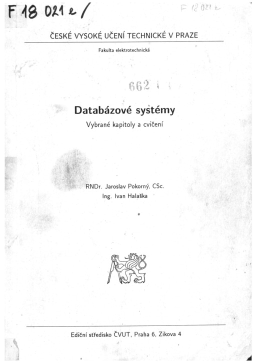 
  Databázové systémy
  : Vybrané kapitoly a cvičení