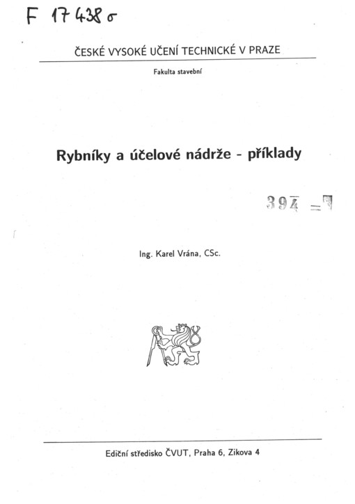 
  Rybníky a účelové nádrže
  : příklady