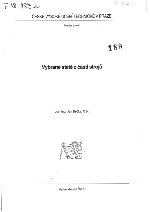 
  Vybrané statě z částí strojů
  