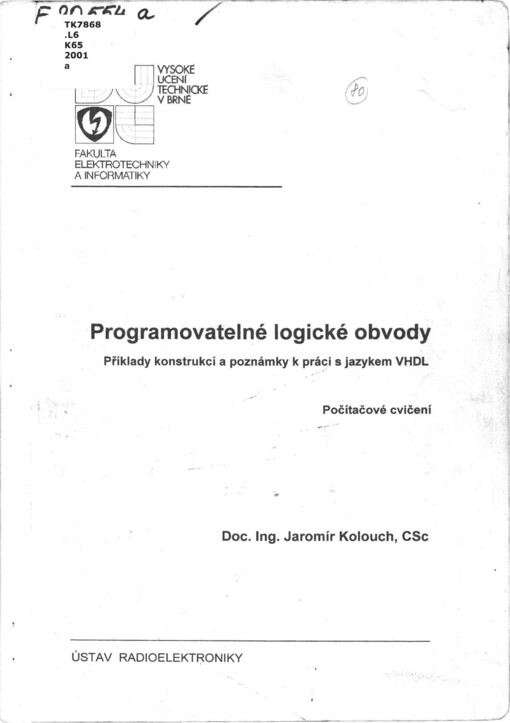 Programovatelné logické obvody a jazyk ABEL pro popis jejich aplikací :přednášky
