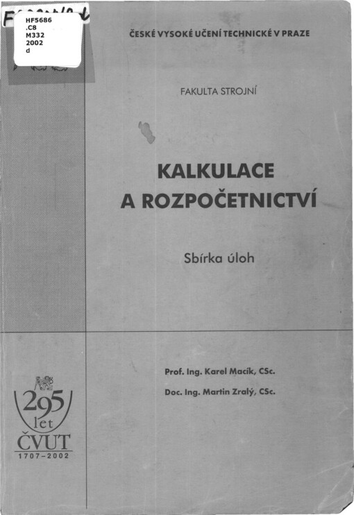 Kalkulace a rozpočetnictví :sbírka úloh