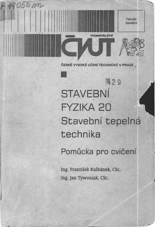 Stavební fyzika 20 :stavební tepelná technika : pomůcka pro cvičení