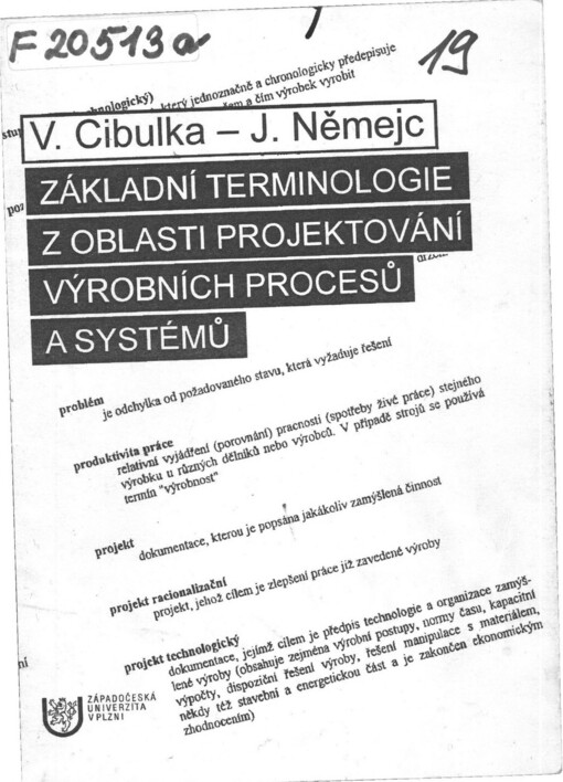 Základní terminologie z oblasti projektování výrobních procesů a systémů