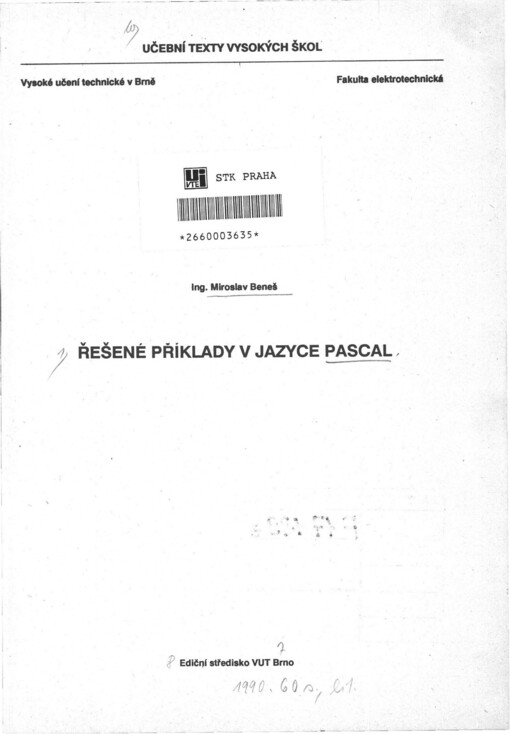 Řešené příklady v jazyce PASCAL