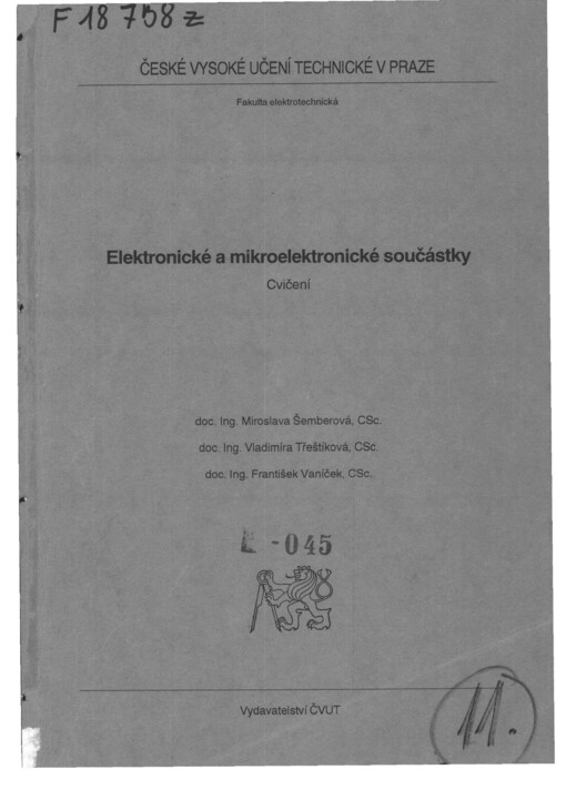 Elektronické a mikroelektronické součástky :cvičení