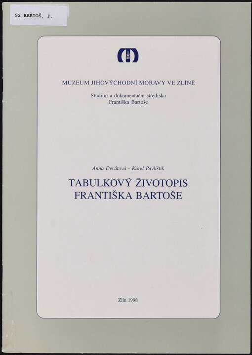 Tabulkový životopis Františka Bartoše