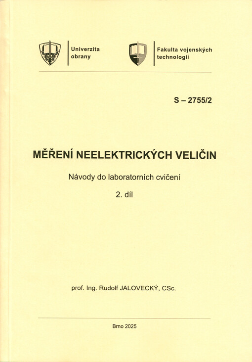 Měření neelektrických veličin : návody do laboratorních cvičení