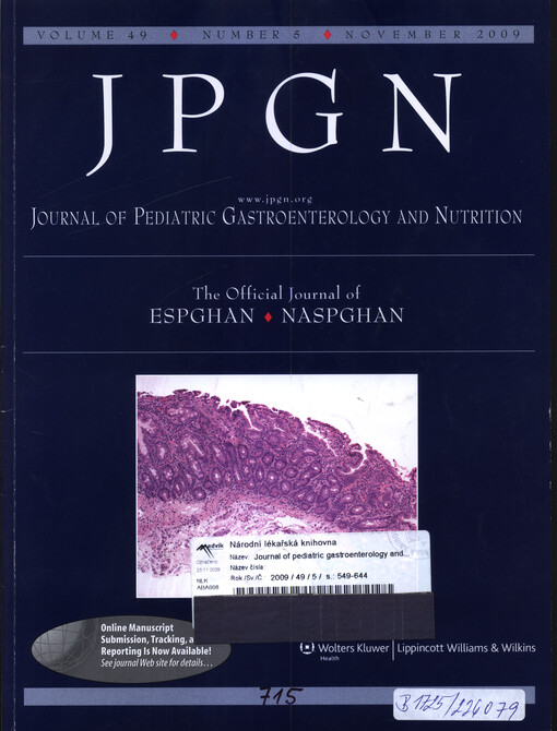 Journal of pediatric gastroenterology and nutrition : a journal of clinical, experimental, and developmental investigation in pediatric gastroenterology, hepatology, and nutrition