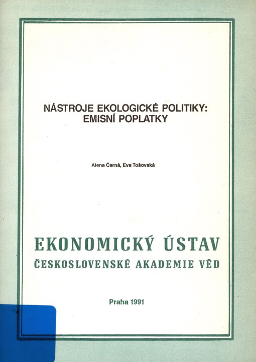 Nástroje ekologické politiky: emisní poplatky