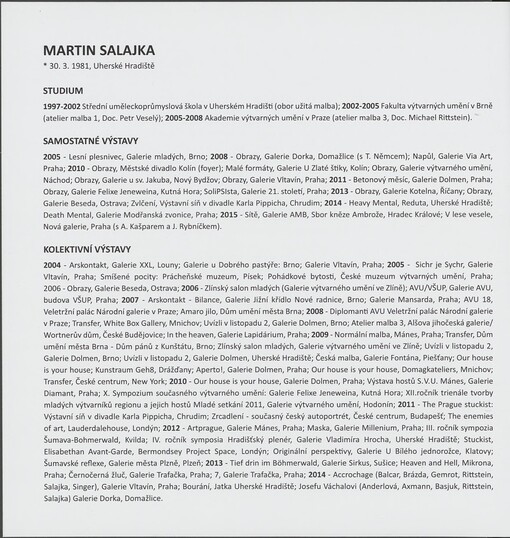 Martin Salajka: obrazy : Galerie města Kolína při Městském divadle v Kolíně, 13.4.-25.6.2016