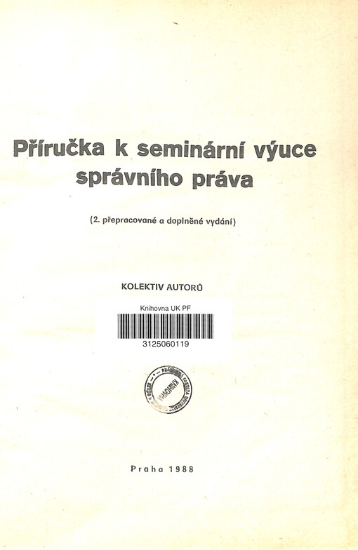 Příručka k seminární výuce správního práva