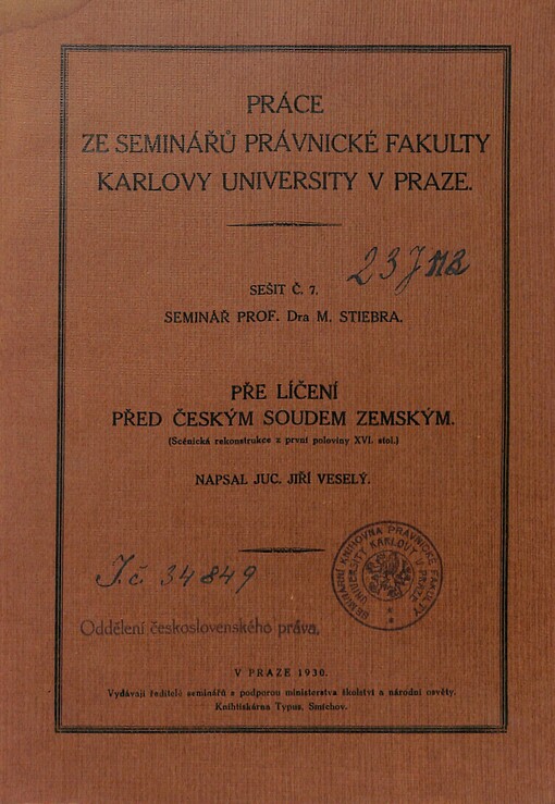 Přelíčení před českým soudem zemským: (Scénická rekonstrukce z první poloviny XVI. stol.)