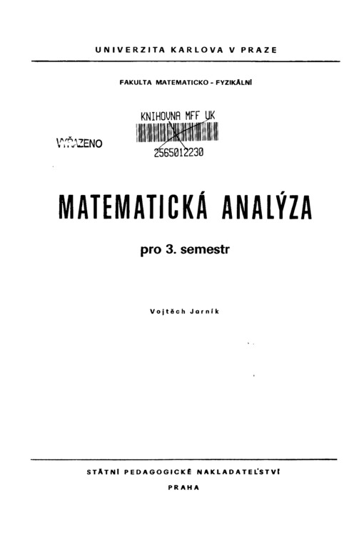 Matematická analýza pro 3. semestr