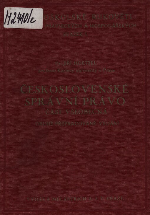 Československé správní právo: část všeobecná