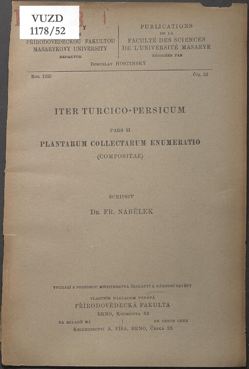 Iter Turcico-Persicum. Pars II. Plantarum collectarum enumeratio (Compositae)