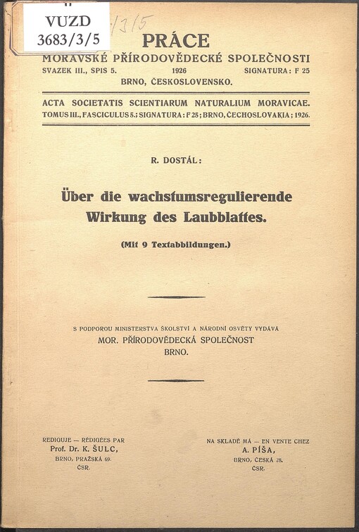 Über die wachstumsregulierende Wirkung des Laubblattes