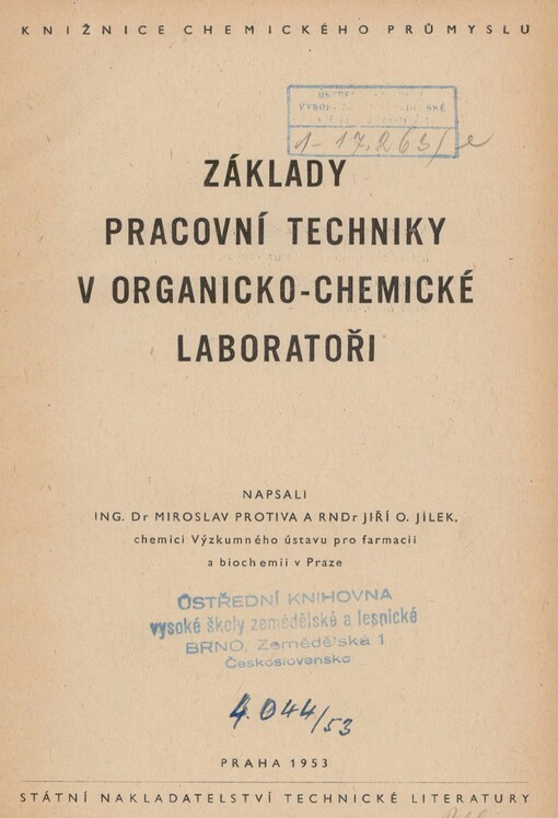 Základy pracovní techniky v organicko-chemické laboratoři