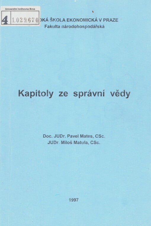 Kapitoly ze správní vědy