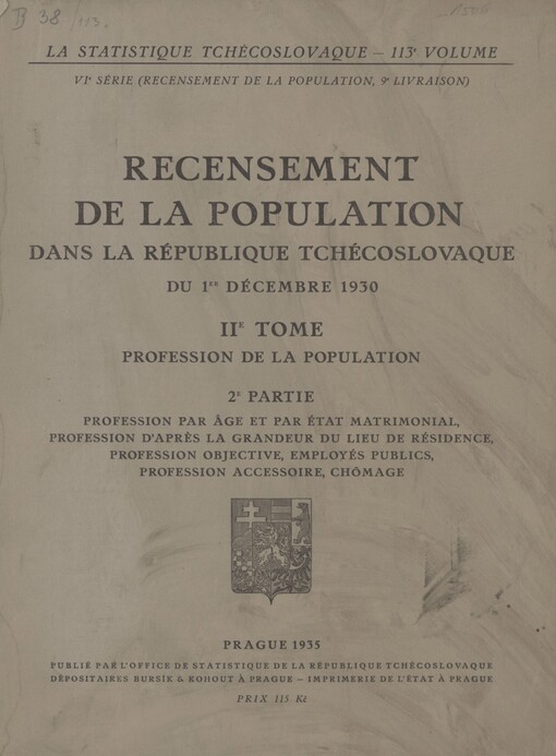 Recensement de la population dans la République tchécoslovaque du 1er décembre 1930