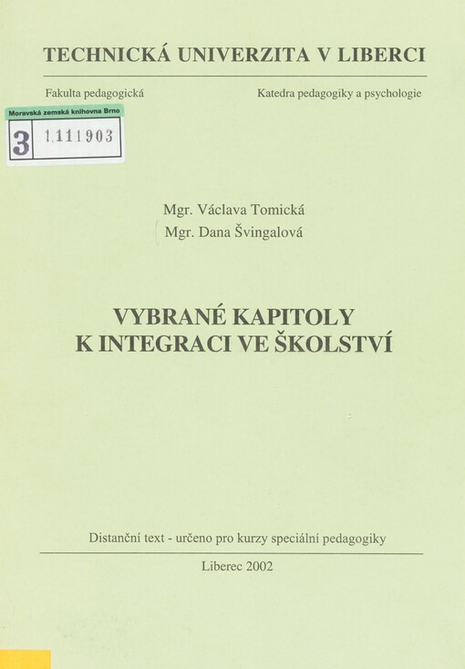Vybrané kapitoly k integraci ve školství