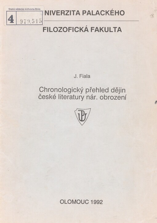 Chronologický přehled dějin české literatury národního obrození