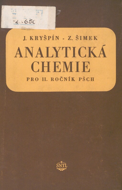 Analytická chemie pro 2. ročník PŠCh: učebnice pro průmyslové školy chemické