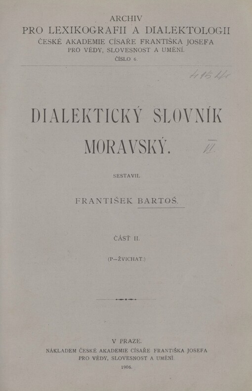 Dialektický slovník moravský