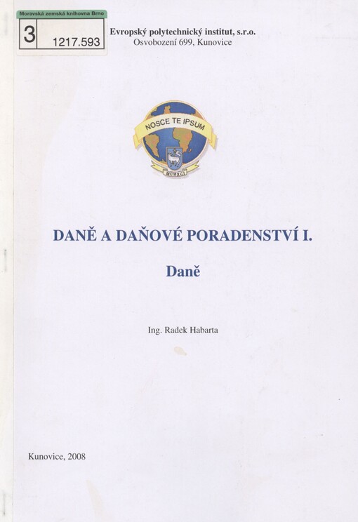 Daně a daňové poradenství I. Daně