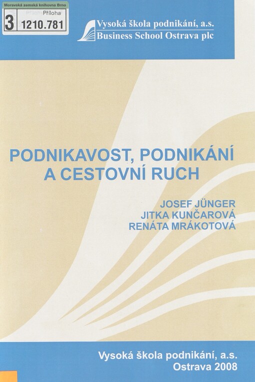 Podnikavost, podnikání a cestovní ruch: modul 01