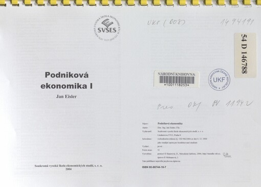 Podniková ekonomika I