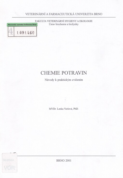 Chemie potravin: návody k praktickým cvičením