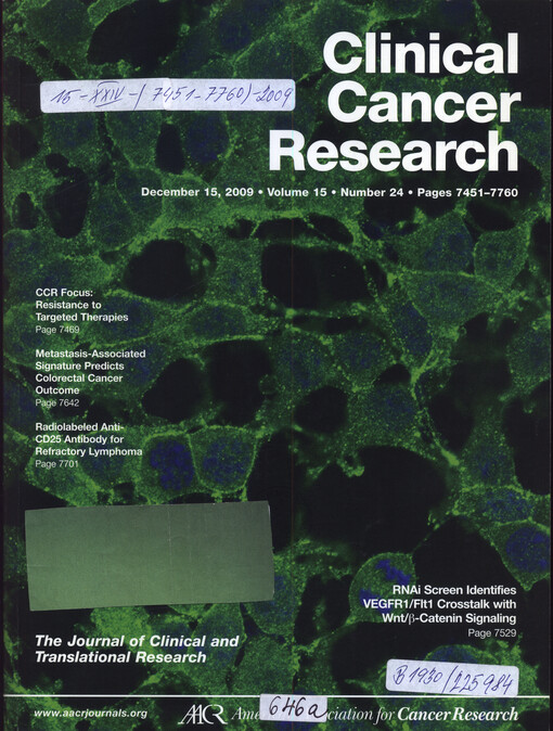 Clinical cancer research : the journal of clinical and translational research