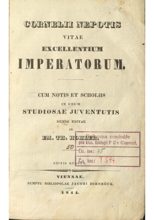 Cornelii Nepotis Vitae excellentium imperatorum