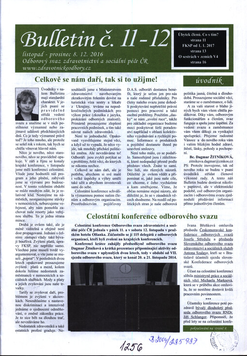 Bulletin Odborového svazu zdravotnictví a sociální péče České republiky