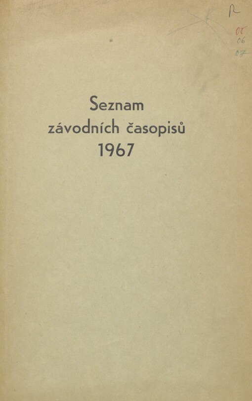 Seznam závodních časopisů v českých krajích: přehl. změn ve vydávání od 1.4.1966 do 31.3.1967