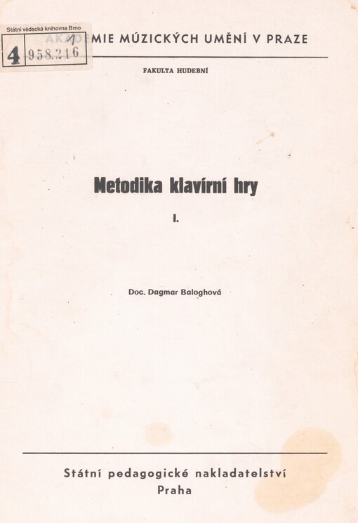 Metodika klavírní hry. 1