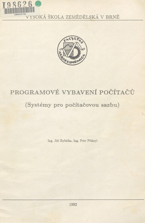 Programové vybavení počítačů: systémy pro počítačovou sazbu