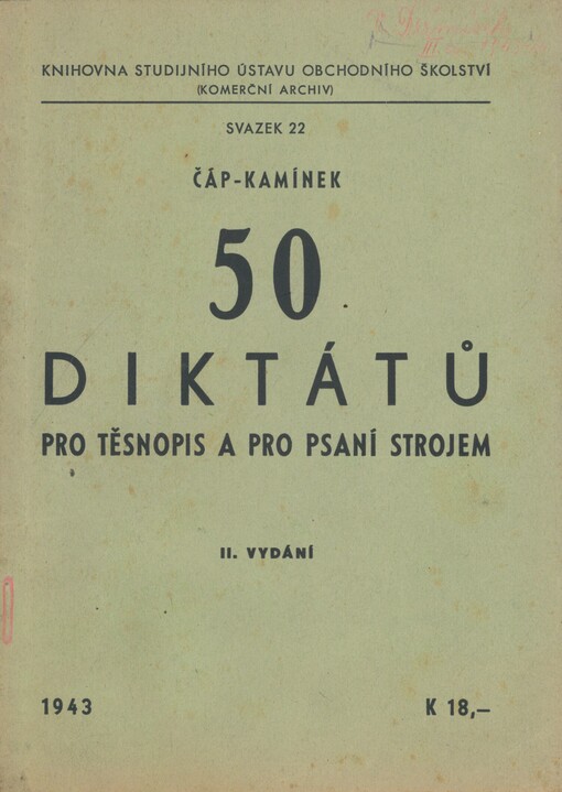 50 diktátů pro těsnopis a pro psaní strojem