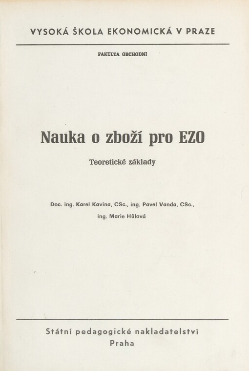Nauka o zboží pro EZO: teoretické základy