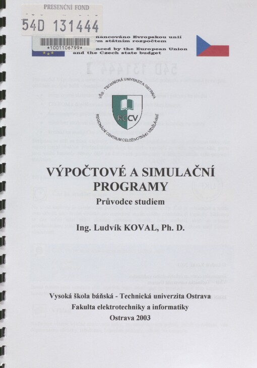 Výpočtové a simulační programy: průvodce studiem