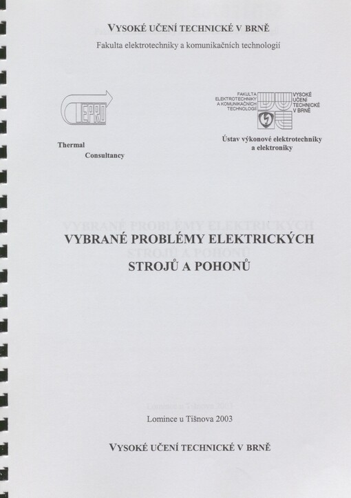 Vybrané problémy elektrických strojů a pohonů