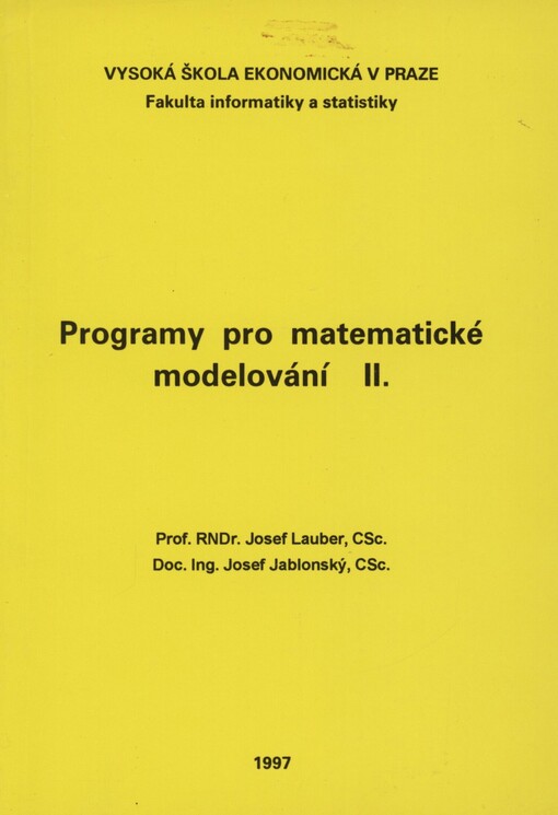 Programy pro matematické modelování. 2