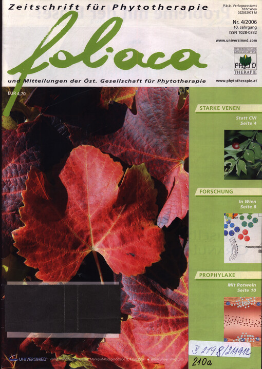 Foliaca : Zeitschrift für Phytotherapie und Mitteilungen der Österreichische Gesellschaft für Phytotherapie